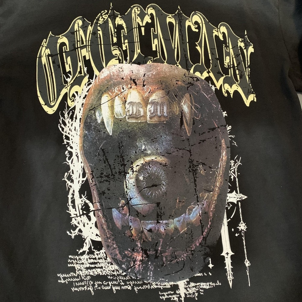BoohooMAN Shirt Mens Small Black‎ Gothic Skull Long Sleeve Layered Tee T-Shirt